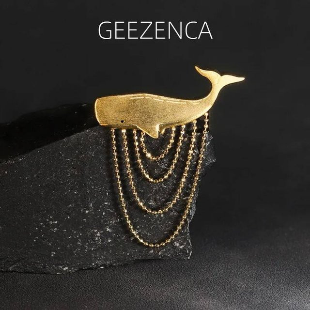 GEEZENCA Brosche 925 Silber, Spermienwal-Kette mit Quaste, Damen - Bild 1