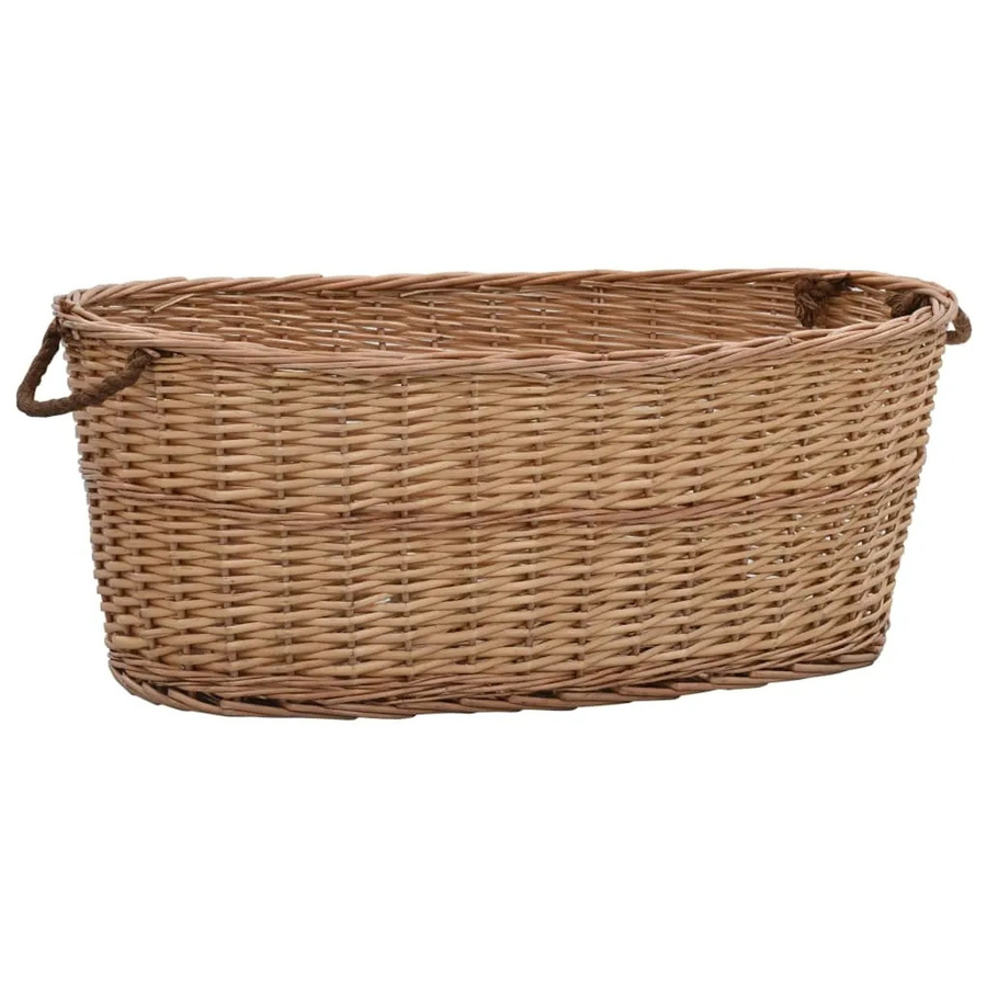 vidaXL Holzkorb aus Rattan in Braun mit Tragegriffen, B/T/H: 88 x 57 x 34 cm - Bild 2