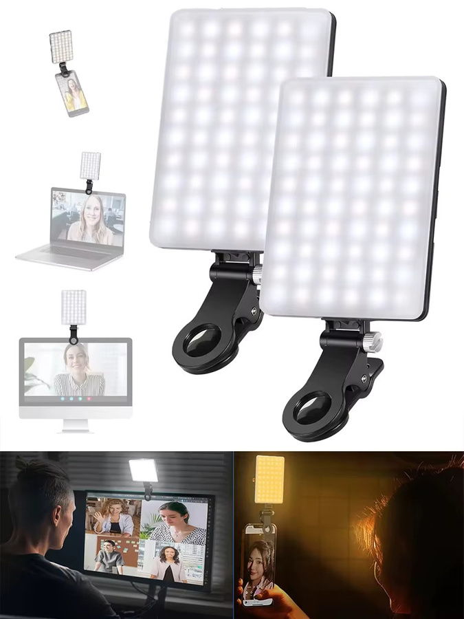 Saimili RGB LED Videolicht mit Clip für Smartphones und Desktop-Fotografie, einstellbare Helligkeit und vollfarbiges Aufhelllicht - Bild 6