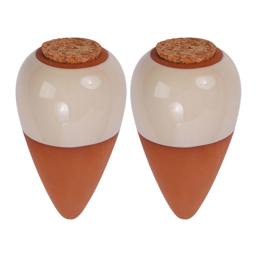 Relaxdays Bewässerungskegel aus Keramik in Beige, 2er Set mit Korkdeckel, Volumen: 350 ml, Höhe: 16 cm, Breite: 8 cm - Bild 2
