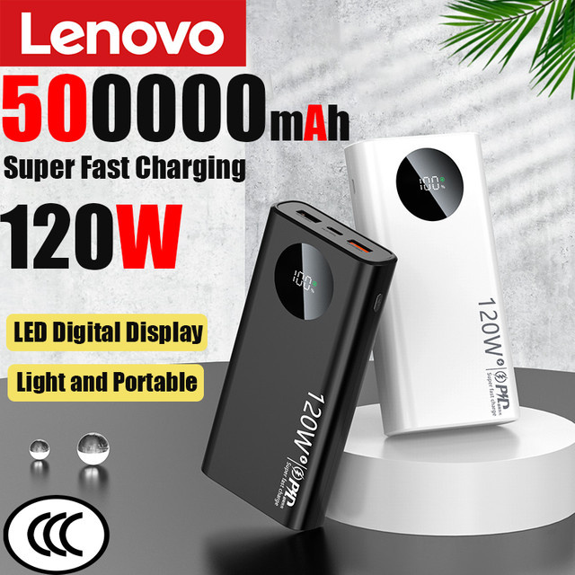 Lenovo Hochleistungs-Powerbank mit 120W Schnellladefunktion in Weiß - Bild 1