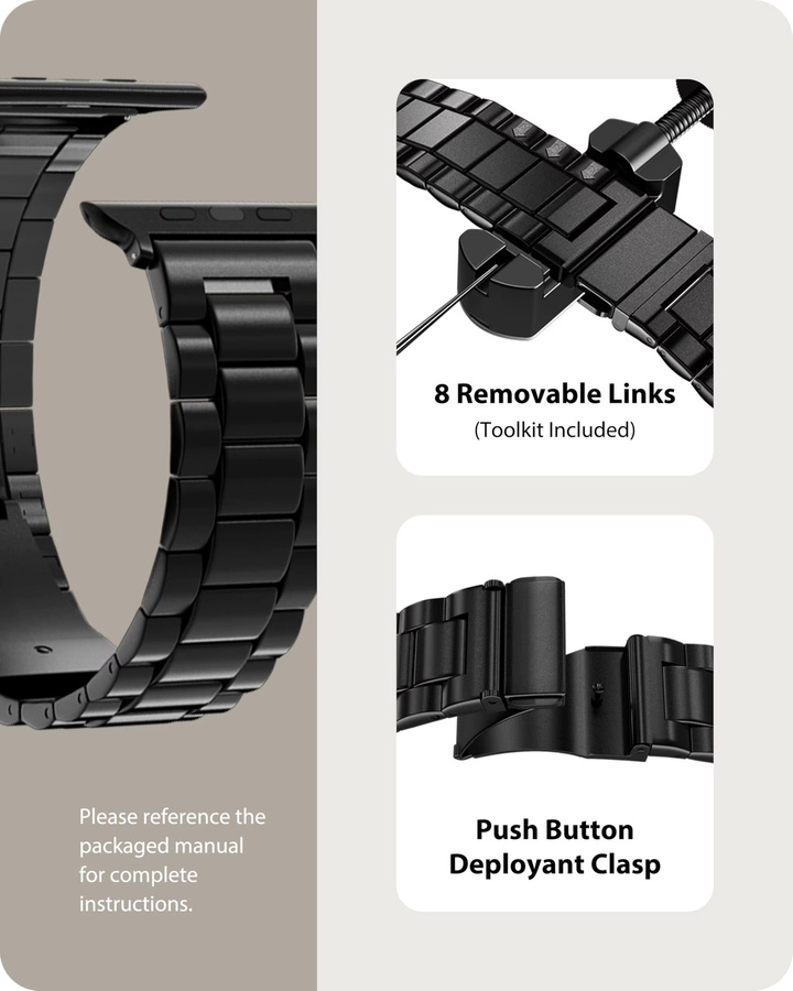 VATMENS Uhrenarmband Edelstahl, Apple Watch Ultra 49mm 44mm 45mm 41mm - Bild 2