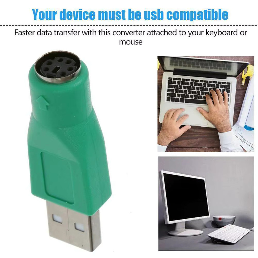 USB auf PS/2 Konverter-Adapter für Tastatur und Maus in Grün - Bild 3