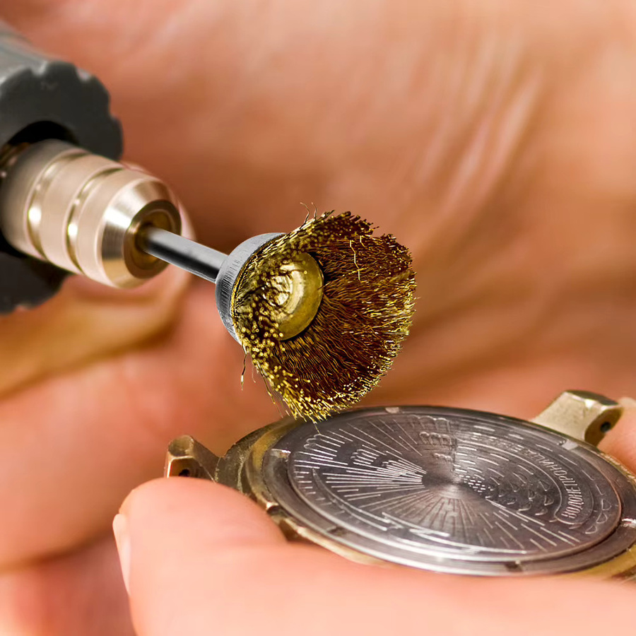 XCAN 20-teiliges Drahtbürsten-Set aus Messing in Gold für Dremel-Rotationswerkzeuge zur Metallrostentfernung - Bild 5