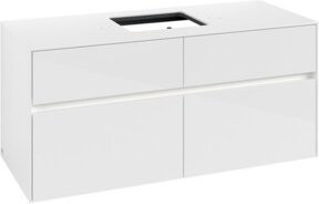 V&B Waschtischunterschrank Collaro in Weiß glänzend mit Waschtisch und LED-Beleuchtung B/T/H: 120 x 54,8 x 50 cm - Bild 1