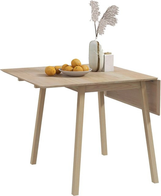 HOMCOM Esstisch aus Kiefernholz in Naturholz, rechteckiger Klapptisch im skandinavischen Design für 2-4 Personen, B/T/H: 110 x 86 x 75 cm - Bild 1
