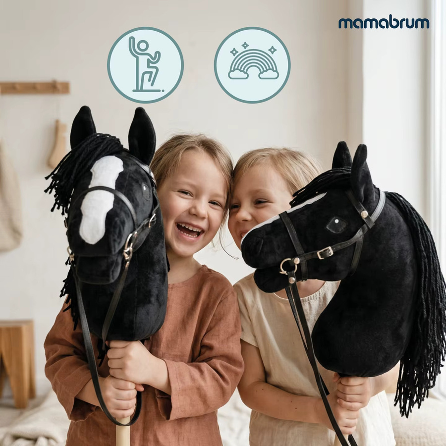 Mamabrum Steckenpferd mit schwarzem Kiju-Pferdekopf, Bewegungsspielzeug, Lernspielzeug, ab 3 Jahren - Bild 6