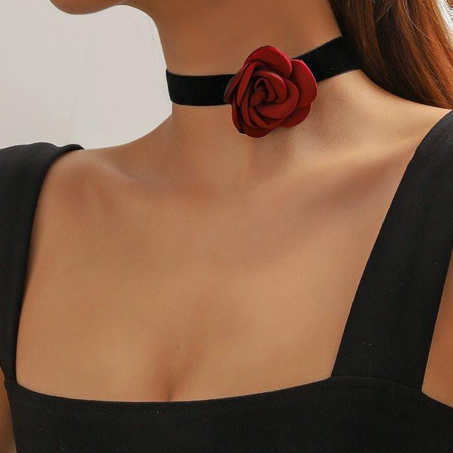 Halskette Vintage, Schwarz, Rot, Beige - Bild 1