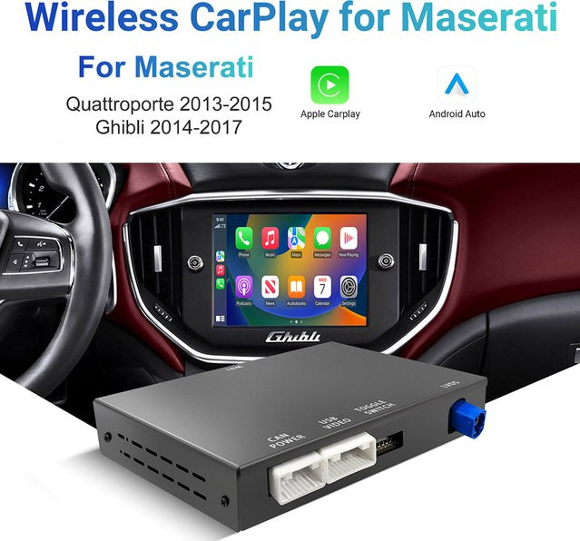 EzoneTronics Wireless CarPlay und Android Auto Retrofit Kit Decoder Box für Maserati Quattroporte Ghibli in Schwarz - Bild 1