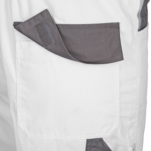 safety and more Latzhose EXTREME in Weiß/Grau mit Reflexstreifen, Größe M, aus Polyester-Baumwoll-Gemisch - Bild 2