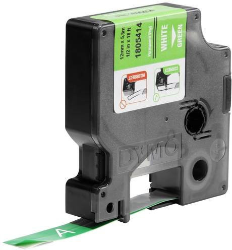 DYMO Rhino 1805414 Beschriftungsband aus Vinyl, Farbe Grün mit weißer Schrift, Breite: 12 mm, Länge: 5,5 m - Bild 1