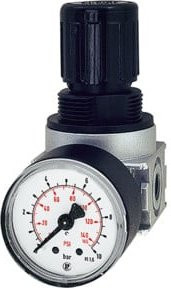 Riegler Druckregler multifix-mini inklusive Manometer, Farbe: Silber, BG 0, G 1/8, Druckbereich: 0,5 - 10 bar - Bild 1