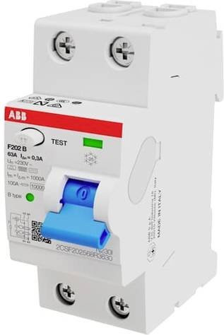 ABB FI-Schutzschalter F202B-63/0,3 RCD 63A 230V in Weiß - Bild 1