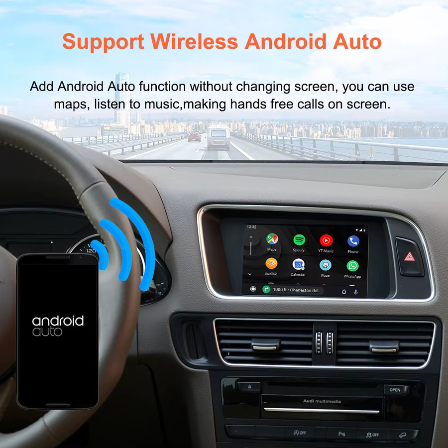 Bonroad Kabelloses CarPlay und Android Auto Nachrüst-Kit für Audi A4 A5 Q5 S5 B8 (2008-2016) mit 3G MMI und MMI 2G, Mirror Link und AirPlay, Schwarz - Bild 5