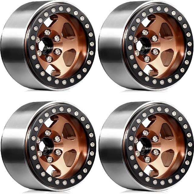 RS Beadlock-Rad, 4-teiliges Set, 1,9 Felge, 10 mm Sechskant, 12 mm, Grau - Bild 1