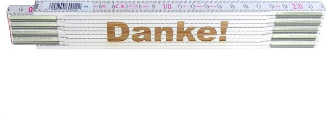 Stabila Zollstock aus Holz mit Lasergravur Danke, weiß, 2 m - Bild 1