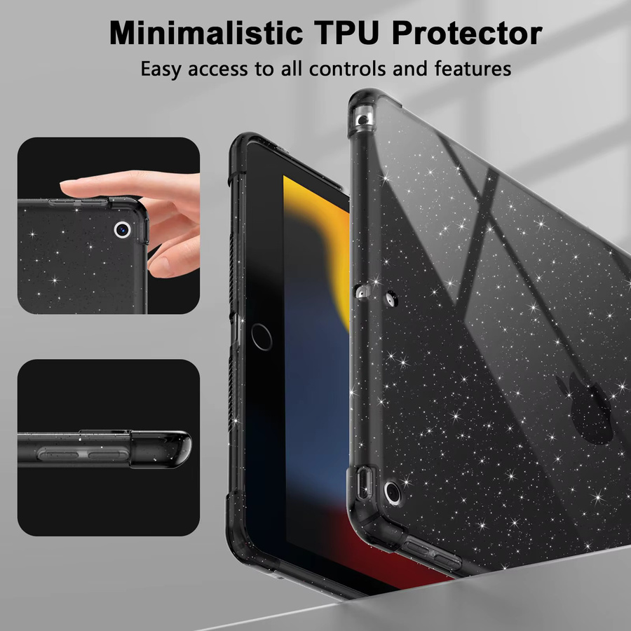 Tzion iPad Hülle für 7., 8. und 9. Generation (10.2 Zoll) mit Air Bumper aus weichem TPU in Schwarz und Pink - Bild 4
