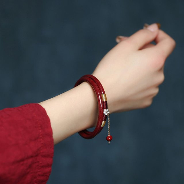 SayMakerLace Armband, Blume, Zinnober Rot, Jade, Damen - Bild 1