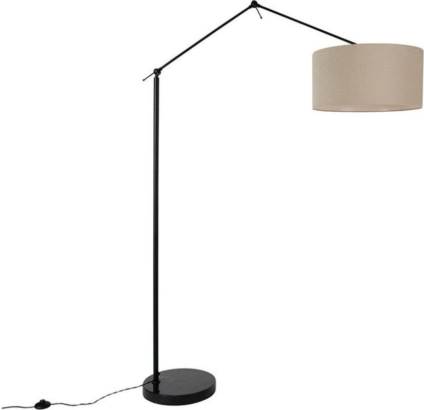 QAZQA Stehleuchte Modern in Schwarz mit braunem Stoffschirm, verstellbar, E27 - Bild 1
