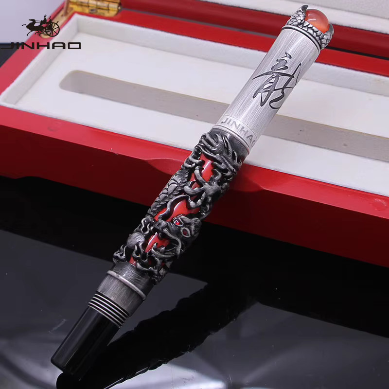 Jinhao Dragon King Füllfederhalter mit feiner Spitze in Rot und Grün aus Resin - Bild 3