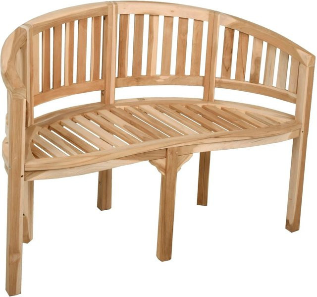 DELUKE Gartenbank MALIN 2-Sitzer aus Teakholz in Hellbraun, wetterfeste Outdoor-Sitzbank für Terrasse und Garten, Breite: 120 cm - Bild 1