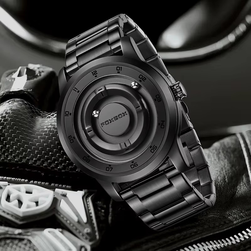 FOXBOX Armbanduhr Quarz, Edelstahl, Schwarz, Herren - Bild 4