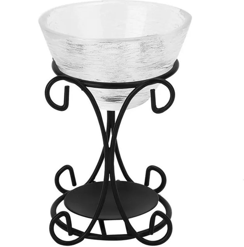 Koogeelife Aromatherapie-Duftbrenner aus Metall in Schwarz und Transparent mit Teelicht-Halterung im Vintage-Design - Bild 1