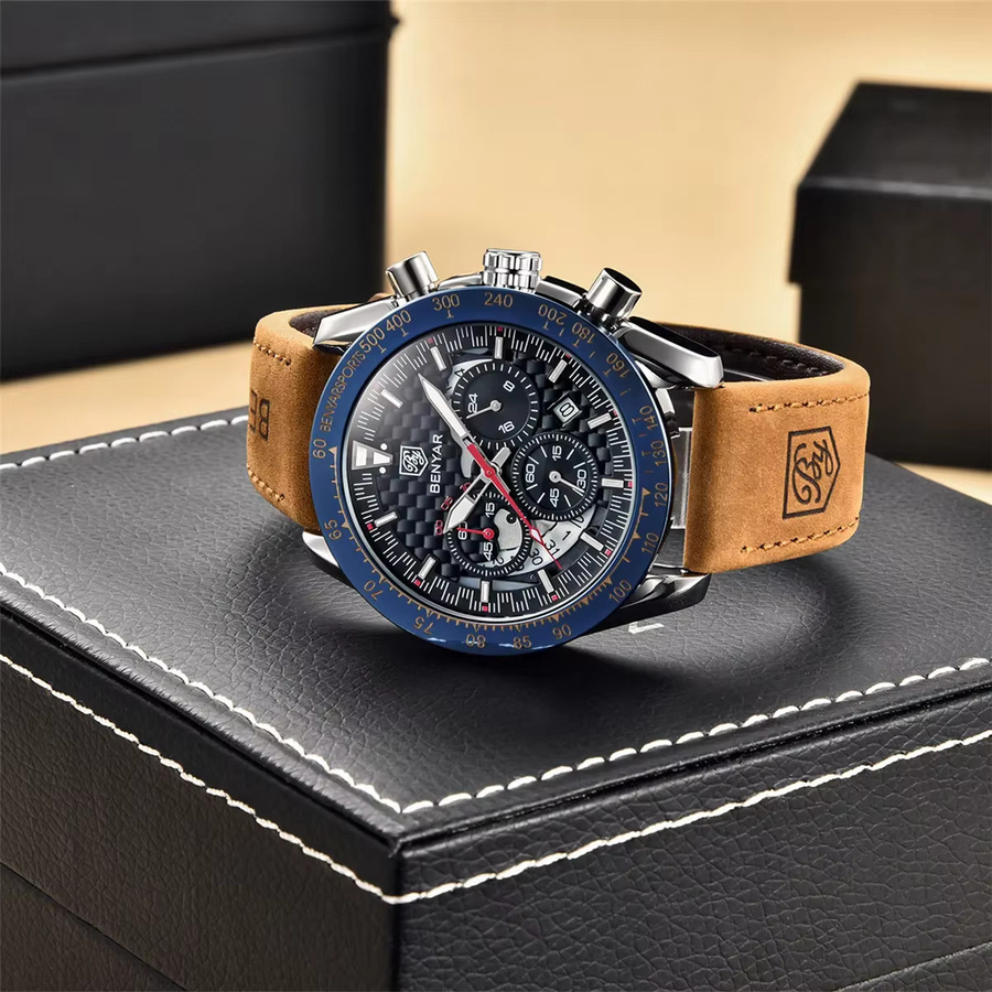 Benyar Chronograph, Quarz, Leder, Herren - Bild 4