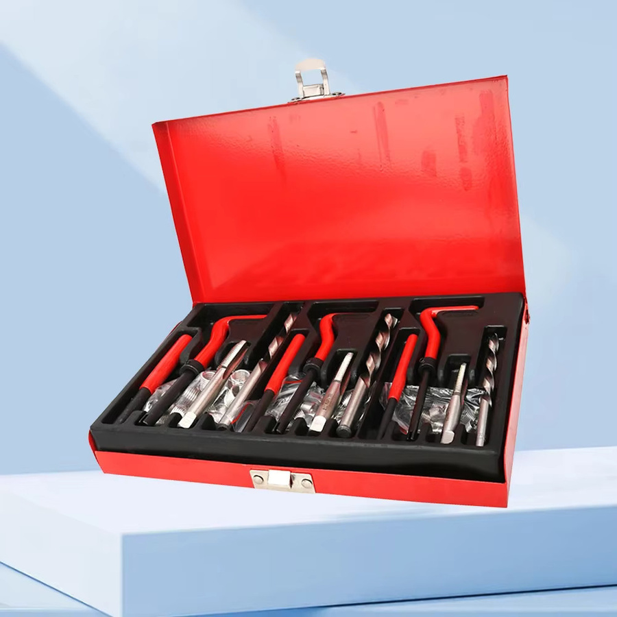 NEWBEAT Gewinde-Reparatur-Set mit 88 Stück und Bohrer, M3-M14 Gewindeeinsätze zur Restaurierung beschädigter Gewinde, Farbe: Rot - Bild 4