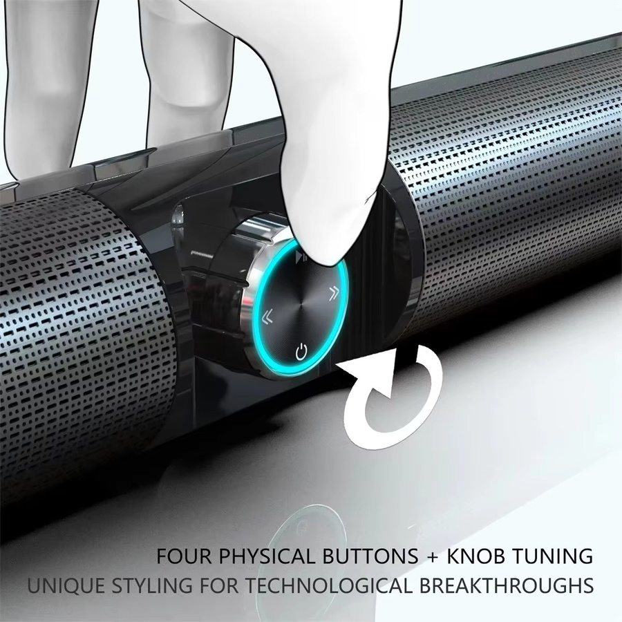 BlitzMax BS-55 Soundbar mit 100 W Bluetooth 5.3, Drahtlose Computerlautsprecher mit RGB-Licht und Shocking Bass Surround Sound in Schwarz - Bild 6