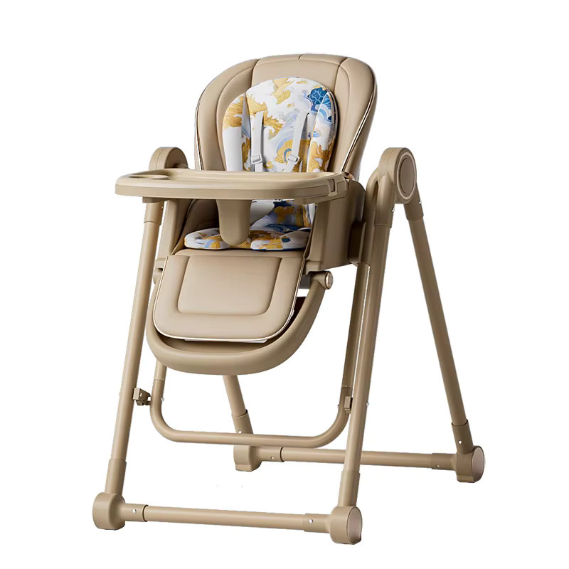 Multifunktionaler Pakey Baby-Hochstuhl als 2-in-1 Esszimmerstuhl und faltbarer Liegestuhl in Weiß und Beige - Bild 2
