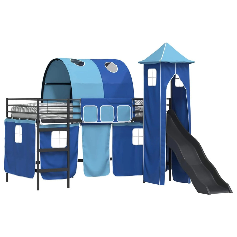 vidaXL Kinderloftbett aus Metall in Schwarz und Blau, H: 205,0 cm, B: 112,0 cm, T: 116,0 cm - Bild 2