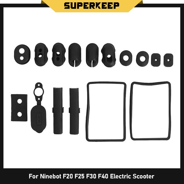Ninebot Silikon Stecker Set in Schwarz für F20 F25 F30 F40 mit Batterie Schutz Ring Lade Port Abdeckung und Querstange Stirn Dichtung - Bild 1