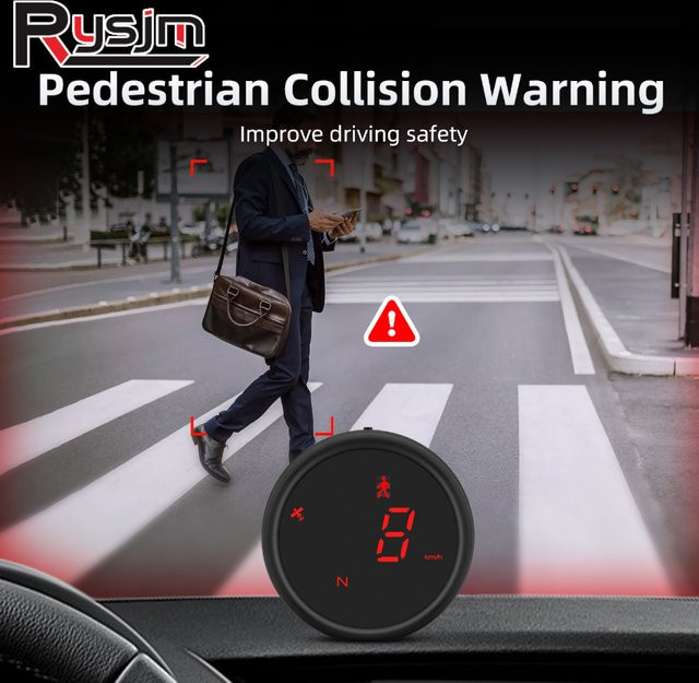 RYSJM Universal ADAS GPS Tachoanzeige mit Smart HUD Display, Digitales Auto-Display für Übergeschwindigkeit und Müdigkeitswarnung, Schwarz - Bild 1