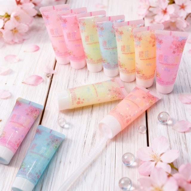 9 Stück Sakura-Cremekleber mit Glitzer in Transparent und Multicolour, 50 g pro Stück, ideal für Guka-Schmuckzubehör und selbstgemachte Handyhüllen - Bild 1