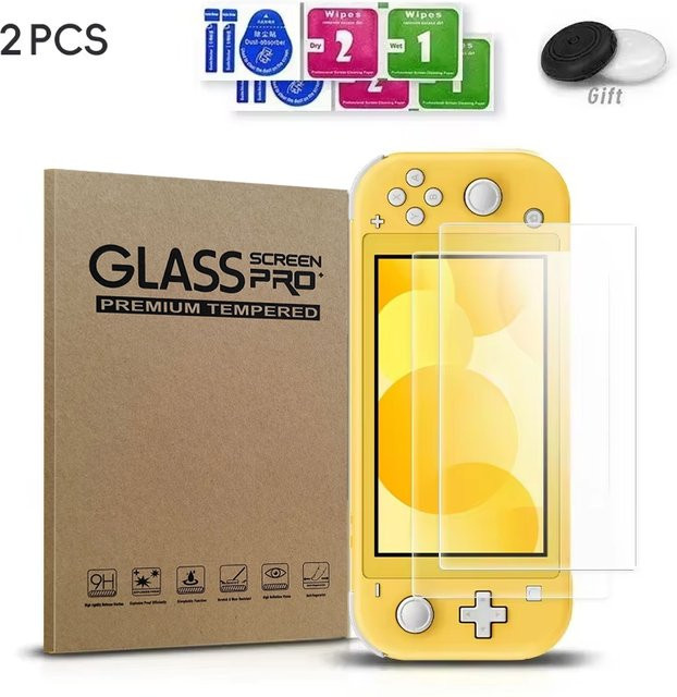DATA FROG Displayschutzfolie aus gehärtetem Glas für Nintendo Switch Lite HD, transparent, kratzfest und blasenfrei - Bild 1