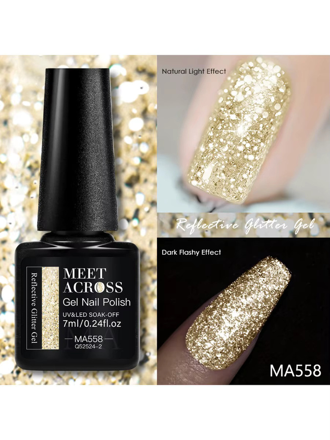 Meet Across Glitzer-Gel-Nagellack, Silber Gold, 7 ml - Bild 5