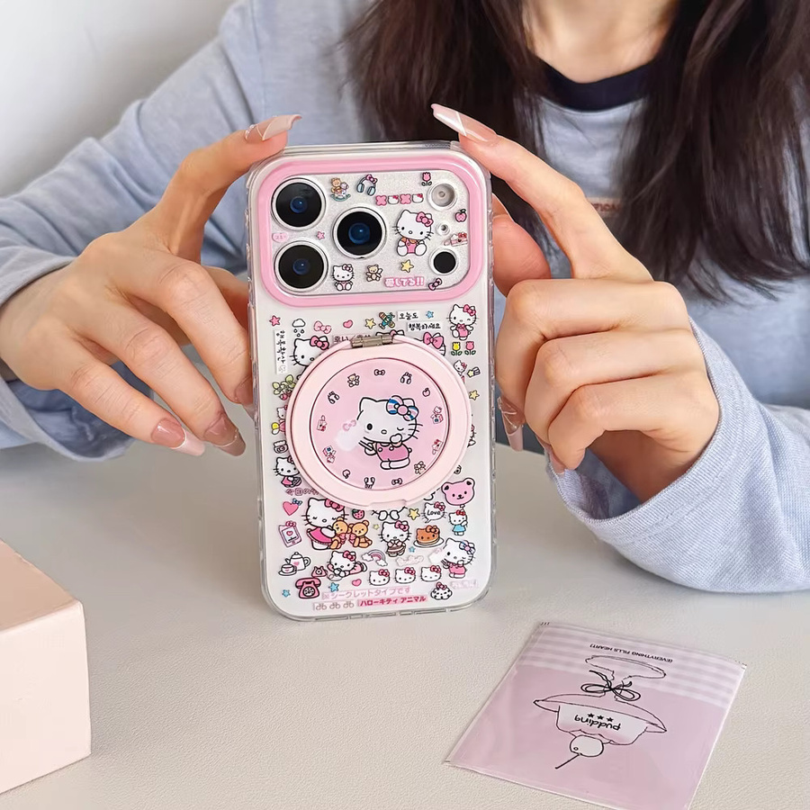 Sanrio Hello Kitty Handyhülle mit 360 Grad drehbarer Ringhalterung für iPhone 17 16 15 14 13 Pro Max - Bild 2