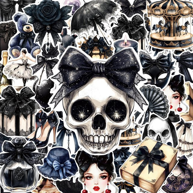 Charile Dark Gothic Bowknot Cartoon Aufkleber, multicolor, 10-teiliges Set - Bild 1