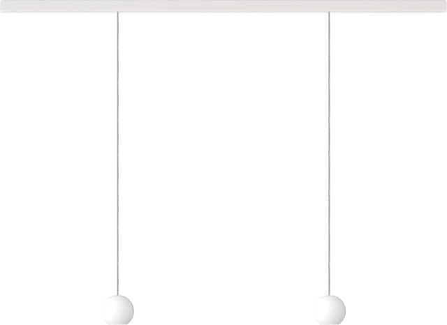 KOMOT KOS Duo S LED-Pendelleuchte mit Schiene 200 cm in Weiß matt und Edelstahl, mundgeblasenes Opalglas, dimmbar mit Tunable White (2200K - 4200K) - Bild 1