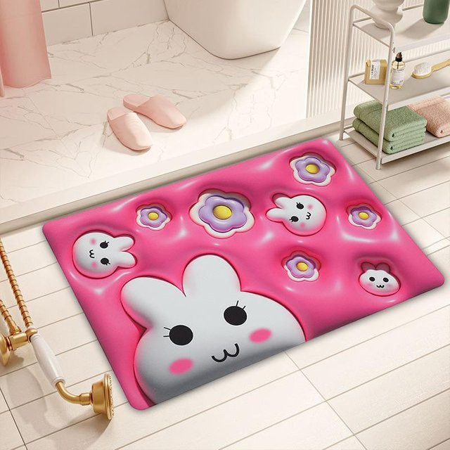 Nordische Fußmatte von Yiran Furniture, rutschfest und saugfähig, B/T: 60 x 40 cm, erhältlich in Grau und Pink - Bild 1