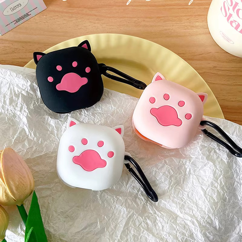 3D Katzenpfoten Silikon-Ohrhörerhülle für Samsung Galaxy Buds 2 Pro, Live Buds FE und Buds 2 Pro Case mit Haken - Bild 1