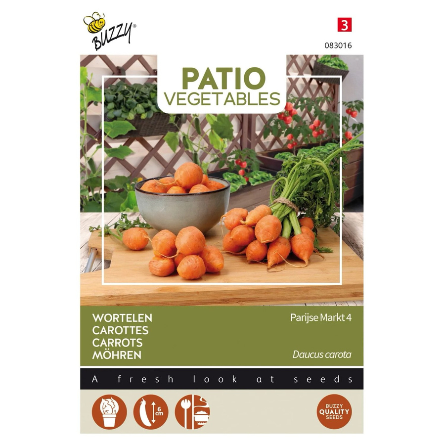 Buzzy Patio Veggies Möhren Pariser Markt Samen für Balkon und Gemüsegärten 1 g - Bild 2