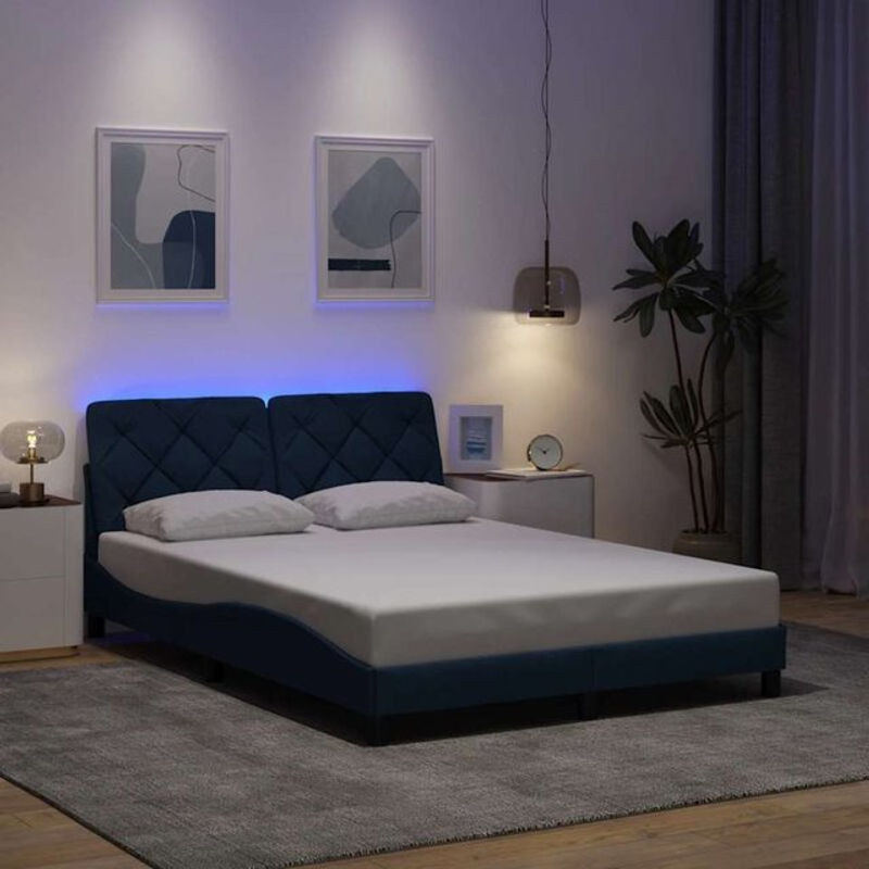 Modernes Polsterbett mit LED aus Stoff von Vidaxl in Blau, B/T: 120 x 200 cm - Bild 1