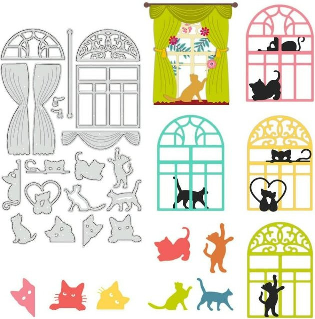 Silhouette Katze Stanzform aus Kohlenstoffstahl für DIY Kartenherstellung und Bastelarbeiten, B/H: 10,67 x 16,51 cm - Bild 1