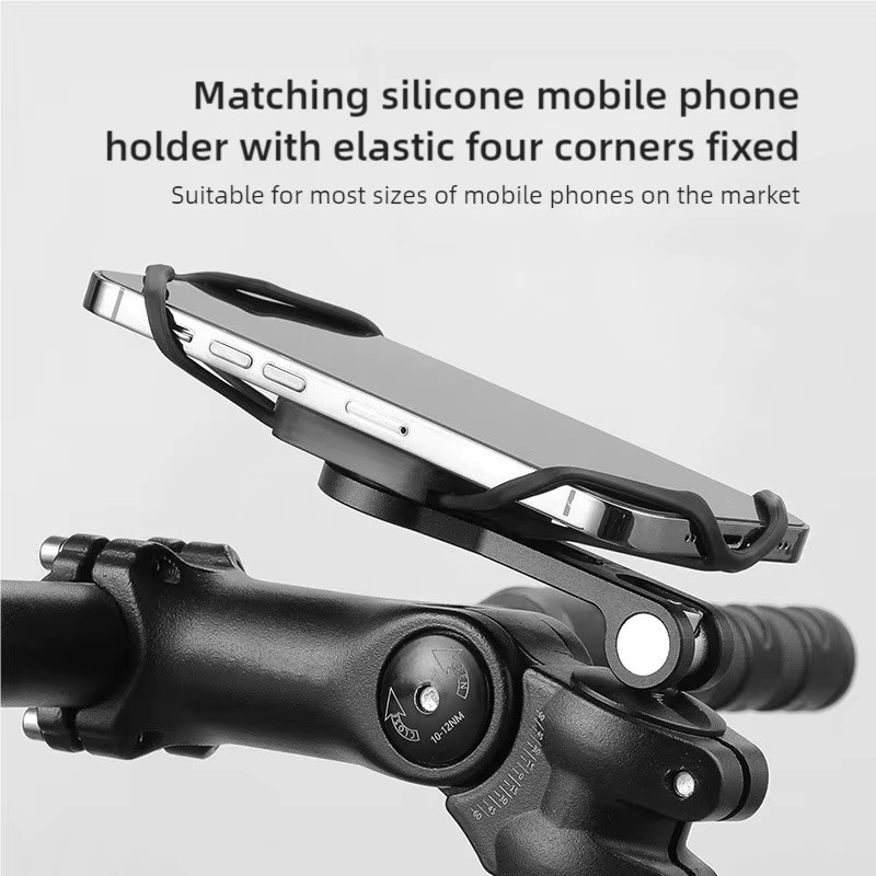 Fahrrad Computer Verlängerung Halterung aus Aluminium Legierung für MTB und Rennrad inklusive Silikon Telefonhalterung in Schwarz für Garmin, Bryton und Cateye - Bild 4