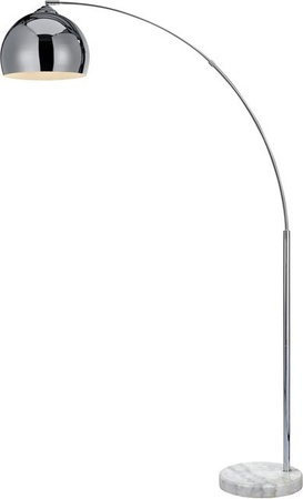 Teamson Home Arquer Bogenlampe in Chrom Silber mit weißem Kunstmarmor und Glockenschirm im Mid-Century Modern Stil