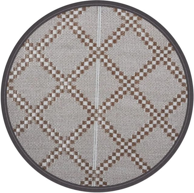 vidaXL Outdoor-Teppich ARAKIL rund, Braun/Weiß, Durchmesser: 160 cm, Polypropylen - Bild 1