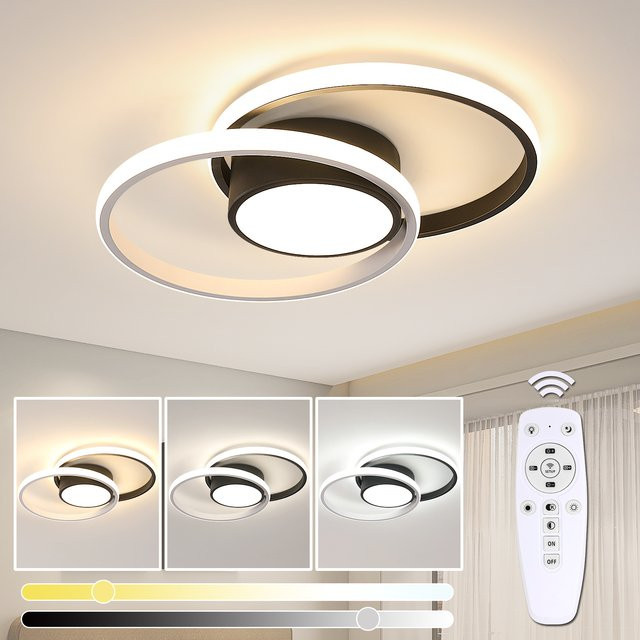 Moderne LED-Deckenleuchte in Ringform mit Fernbedienung, dimmbar, 40W, Farbe Weiß - Bild 1