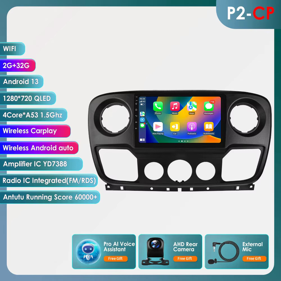 OSSURET Android Auto-Radio mit CarPlay für Opel Movano, Renault Master III und Nissan NV400 (2010-2019), Schwarz - Bild 6